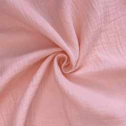 Ткань Муслин Жатый, цвет Нежно-Розовый (на отрез)  в Электростали